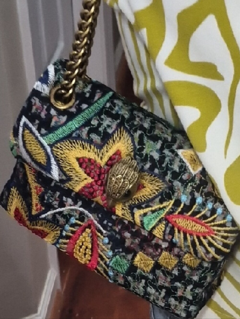 Kurt Geiger Embroidered Multicolor Chain Crossbody